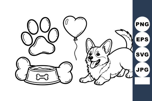 A Corgi Puppy Line Art Graphic for Crafts & Commercial Selling