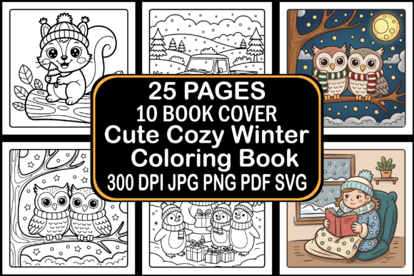A Graphic Design Asset Review: The Cozy Winter Coloring Pages Bundle