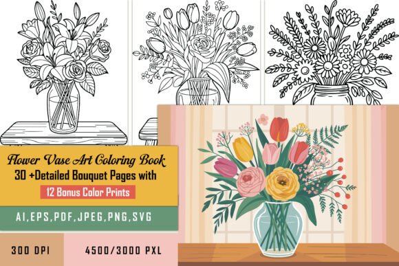 A Professional Review of the Vase Bouquet Coloring Pages Graphic Set