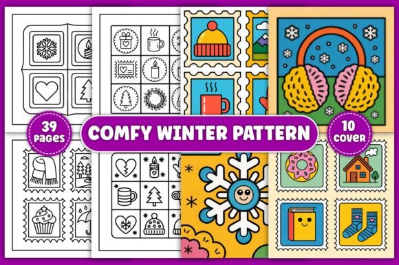 Bold Easy Comfy Winter Pattern Graphics for Coloring Pages