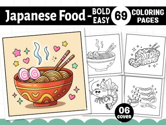 Bold Japanese Food Designs for Embroidery