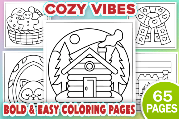 Cozy Vibes: A Bold Graphics Asset for Editorial Coloring Pages
