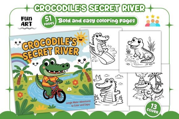 Crocodiles Secret River: A Cozy Branding Asset for Marketing Graphics