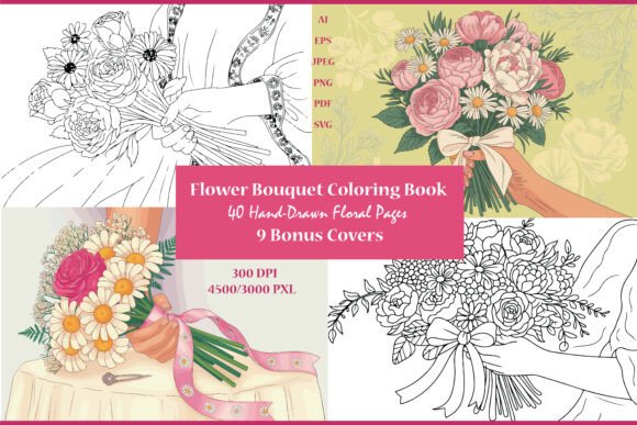 Reviewing the Bouquet Coloring Pack Covers for Client Design Work